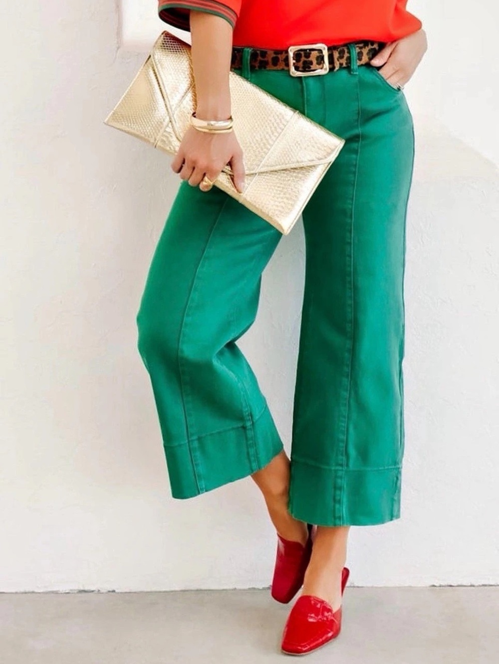 Zenana Wide Leg Green Pants Size Large NWT